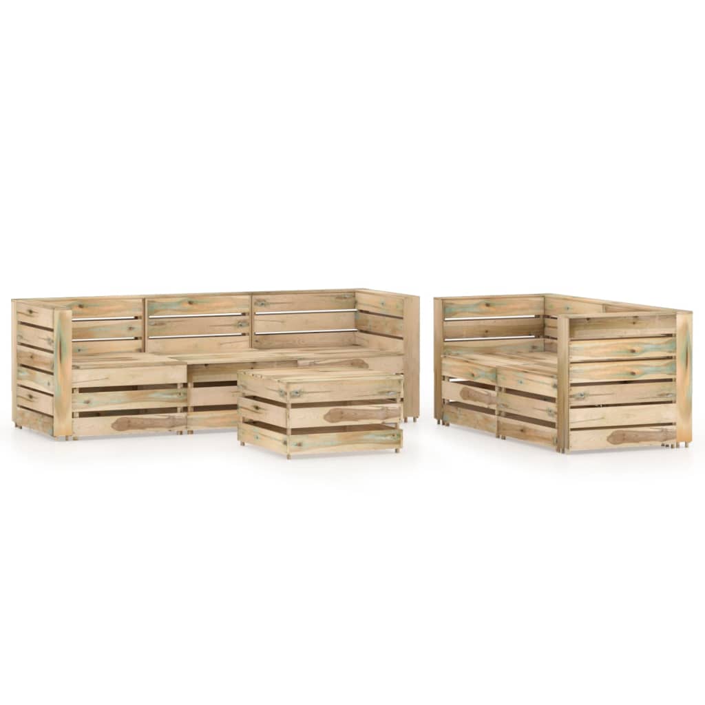 Berkfield 6 Piece Garden Lounge Set Green Impregnated Pinewood