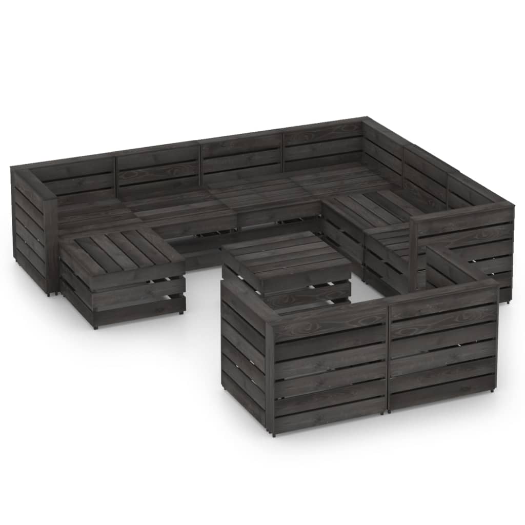 Berkfield 10 Piece Garden Lounge Set Grey Impregnated Pinewood