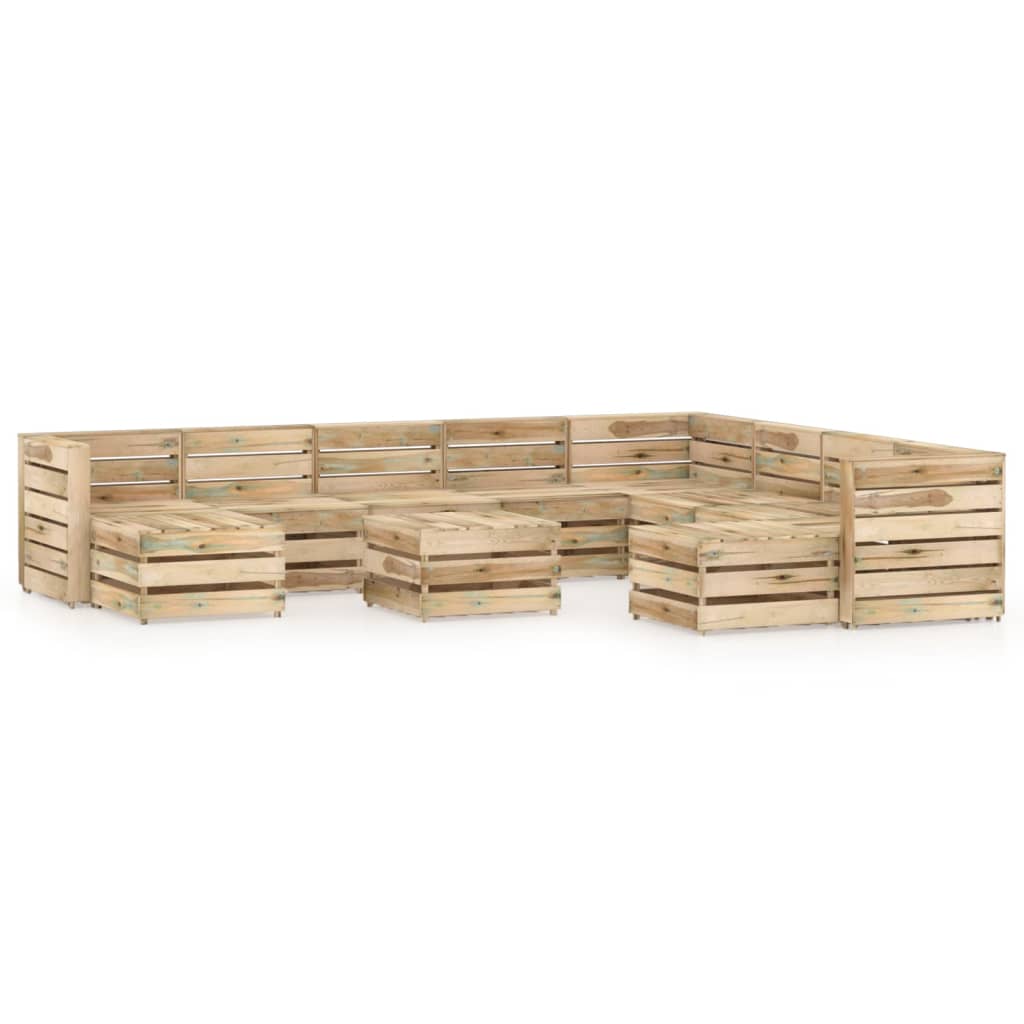 Berkfield 11 Piece Garden Lounge Set Green Impregnated Pinewood