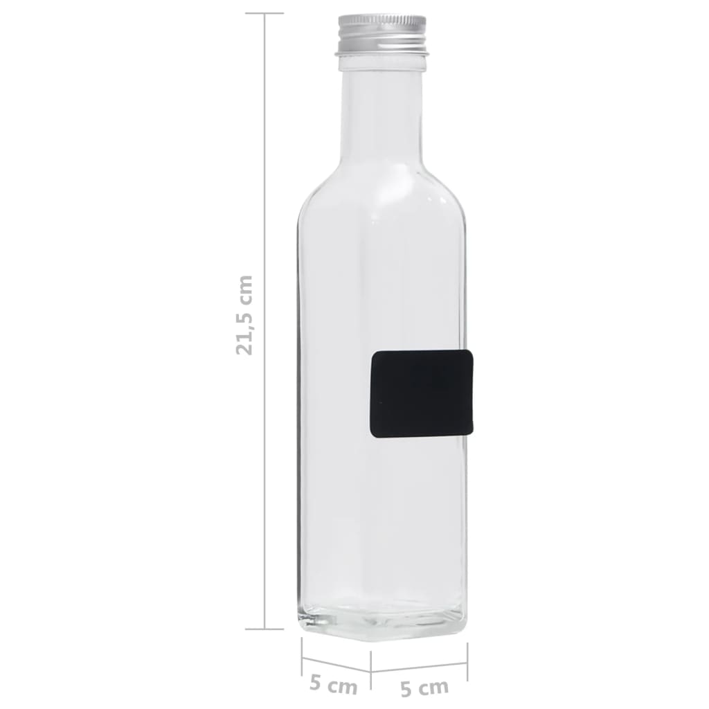 Berkfield Glass Bottles with Screw Cap 20 pcs Square 250 ml