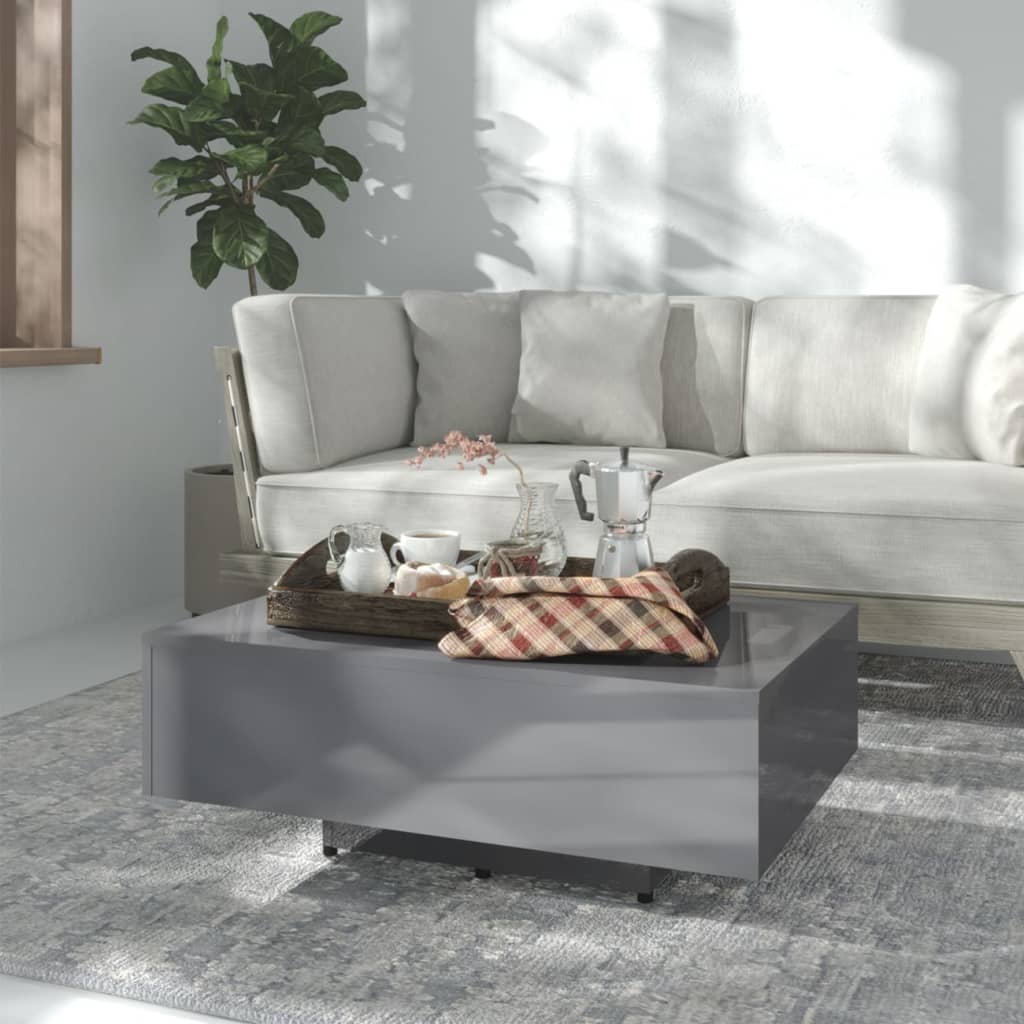 Berkfield Coffee Table High Gloss Grey 85x55x31 cm Engineered Wood