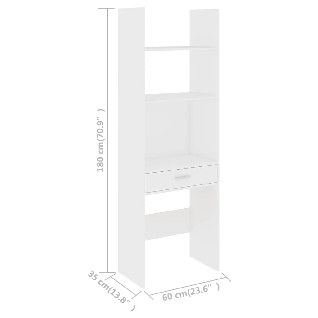 Berkfield Book Cabinet White 60x35x180 cm Engineered Wood