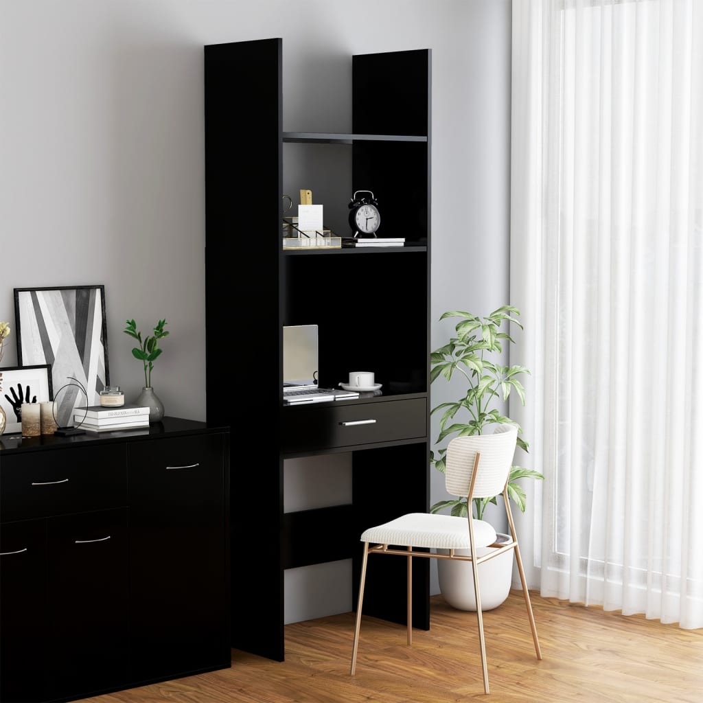 Berkfield Book Cabinet Black 60x35x180 cm Engineered Wood