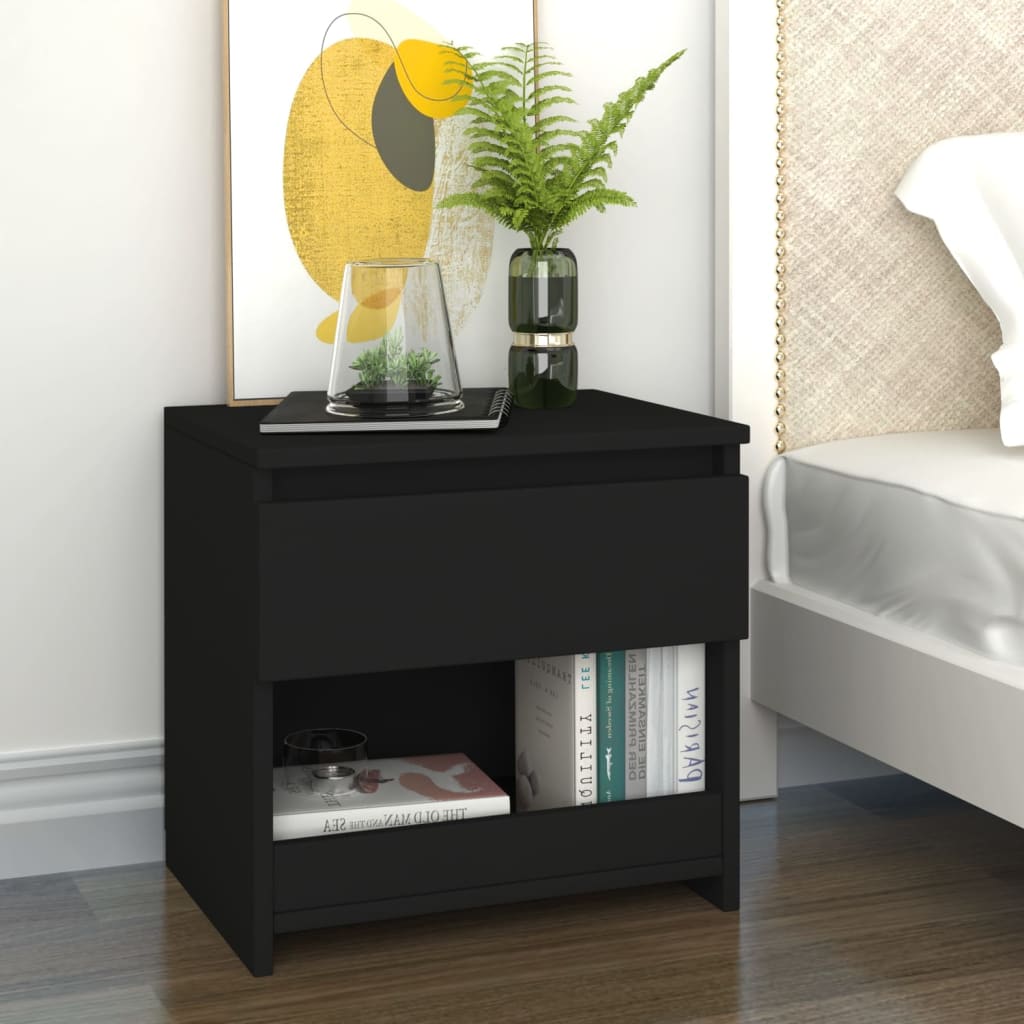 Berkfield Bedside Cabinet Black 40x30x39 cm Engineered Wood