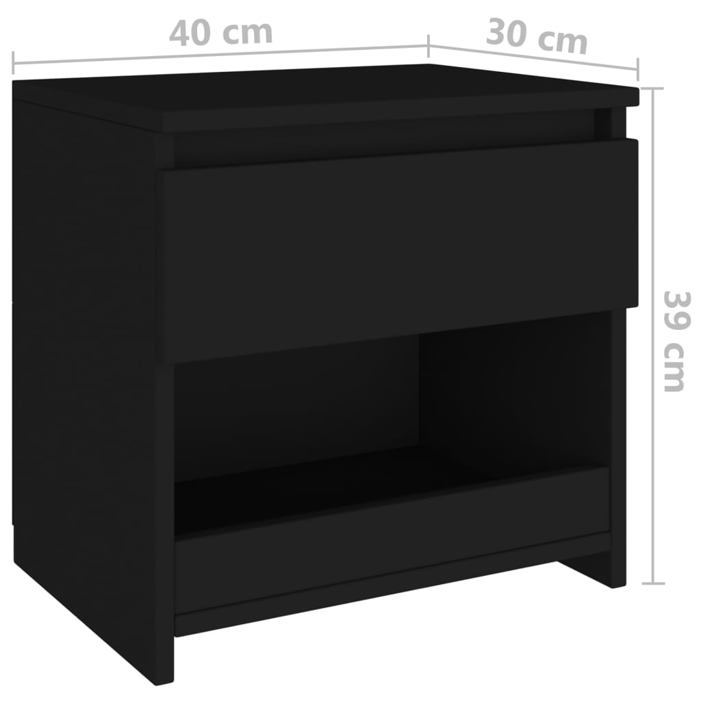 Berkfield Bedside Cabinets 2 pcs Black 40x30x39 cm Engineered Wood