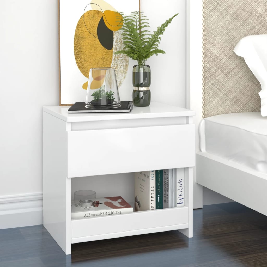 Berkfield Bedside Cabinet High Gloss White 40x30x39 cm Engineered Wood