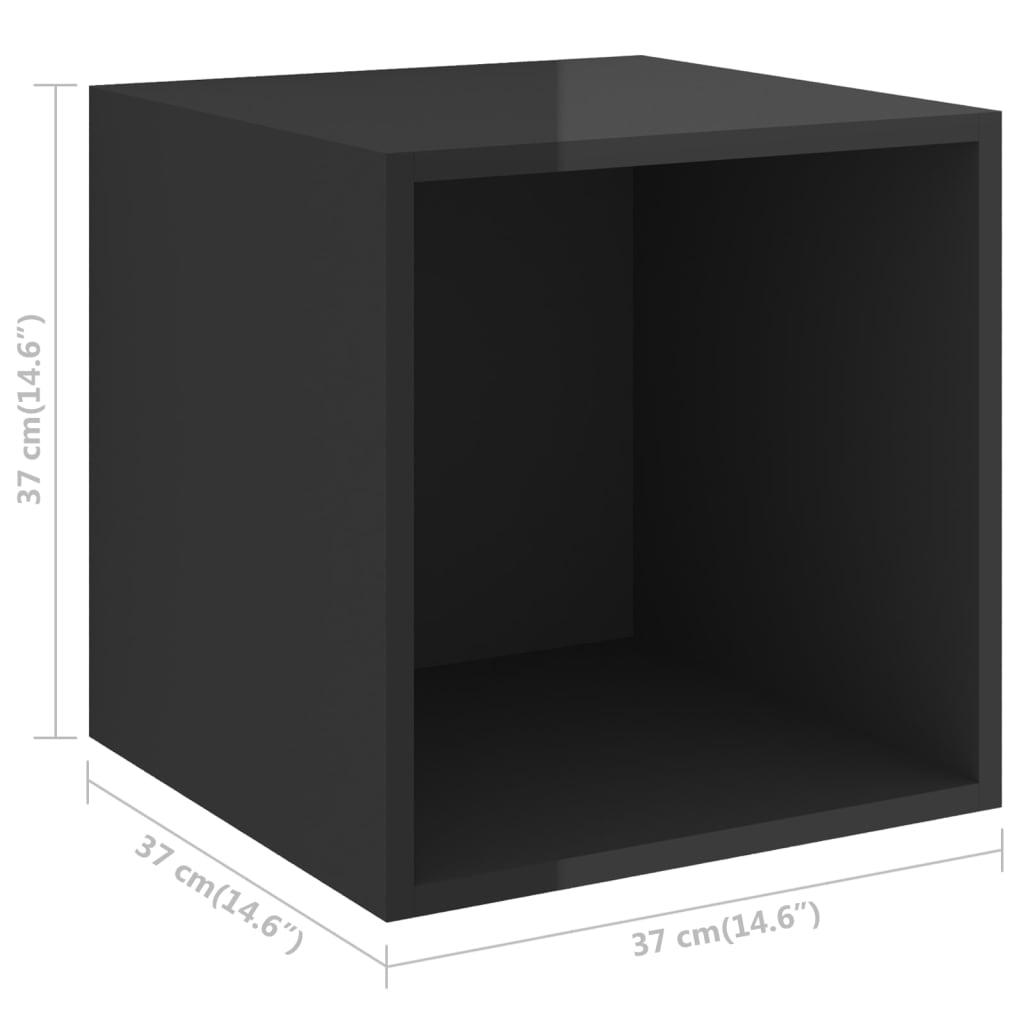 Berkfield Wall Cabinet High Gloss Black 37x37x37 cm Engineered Wood