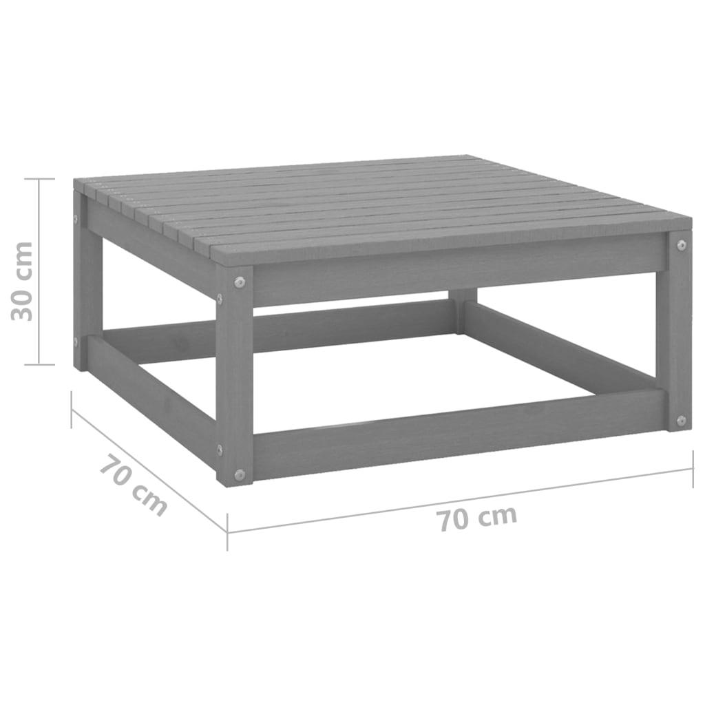 Berkfield Garden Footstool 70x70x30 cm Grey Solid Wood Pine