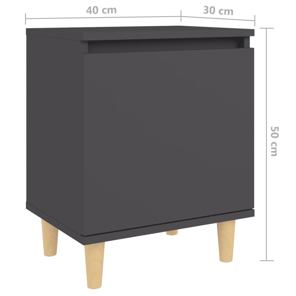 Berkfield Bed Cabinet with Solid Wood Legs Grey 40x30x50 cm