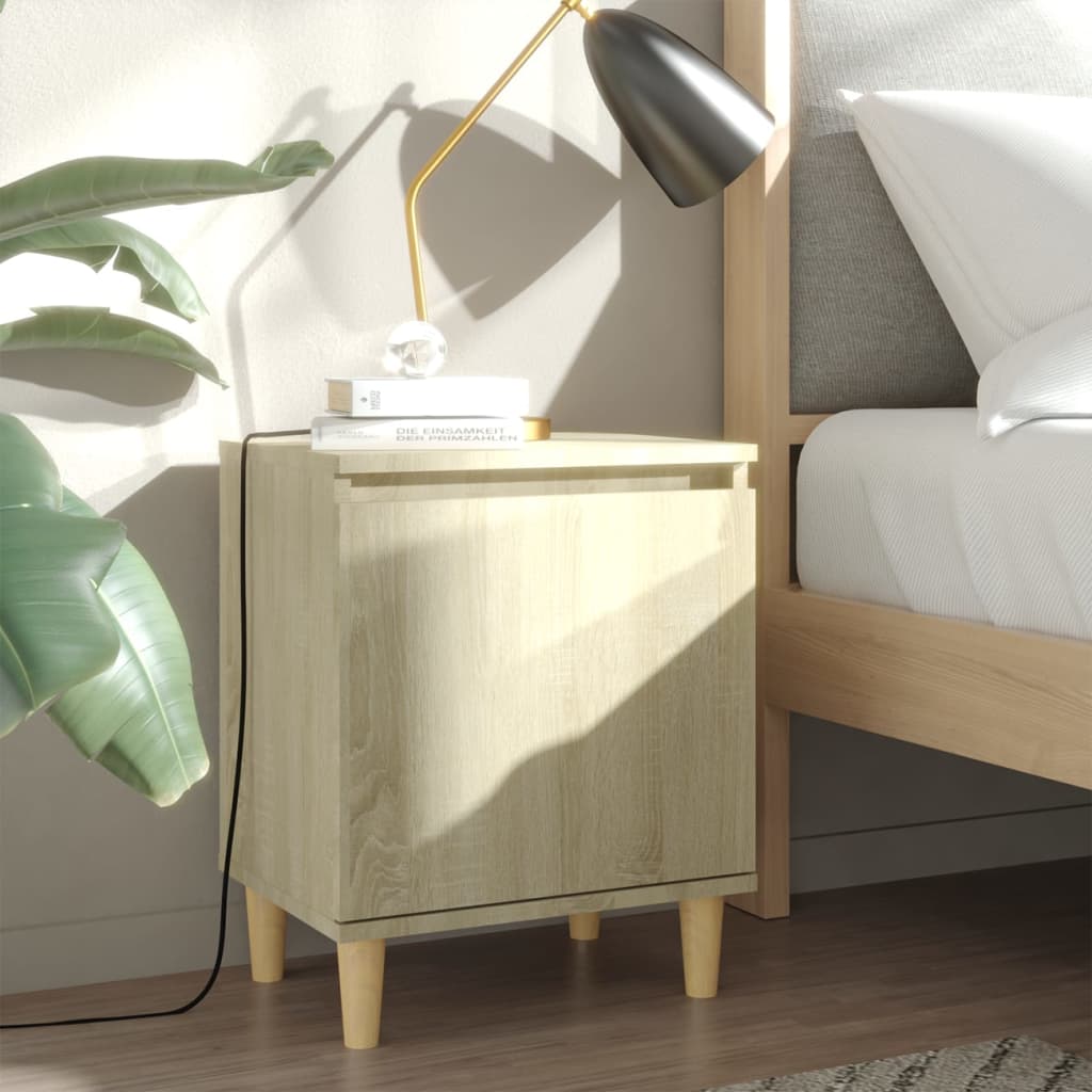 Berkfield Bed Cabinets with Solid Wood Legs 2 pcs Sonoma Oak 40x30x50 cm