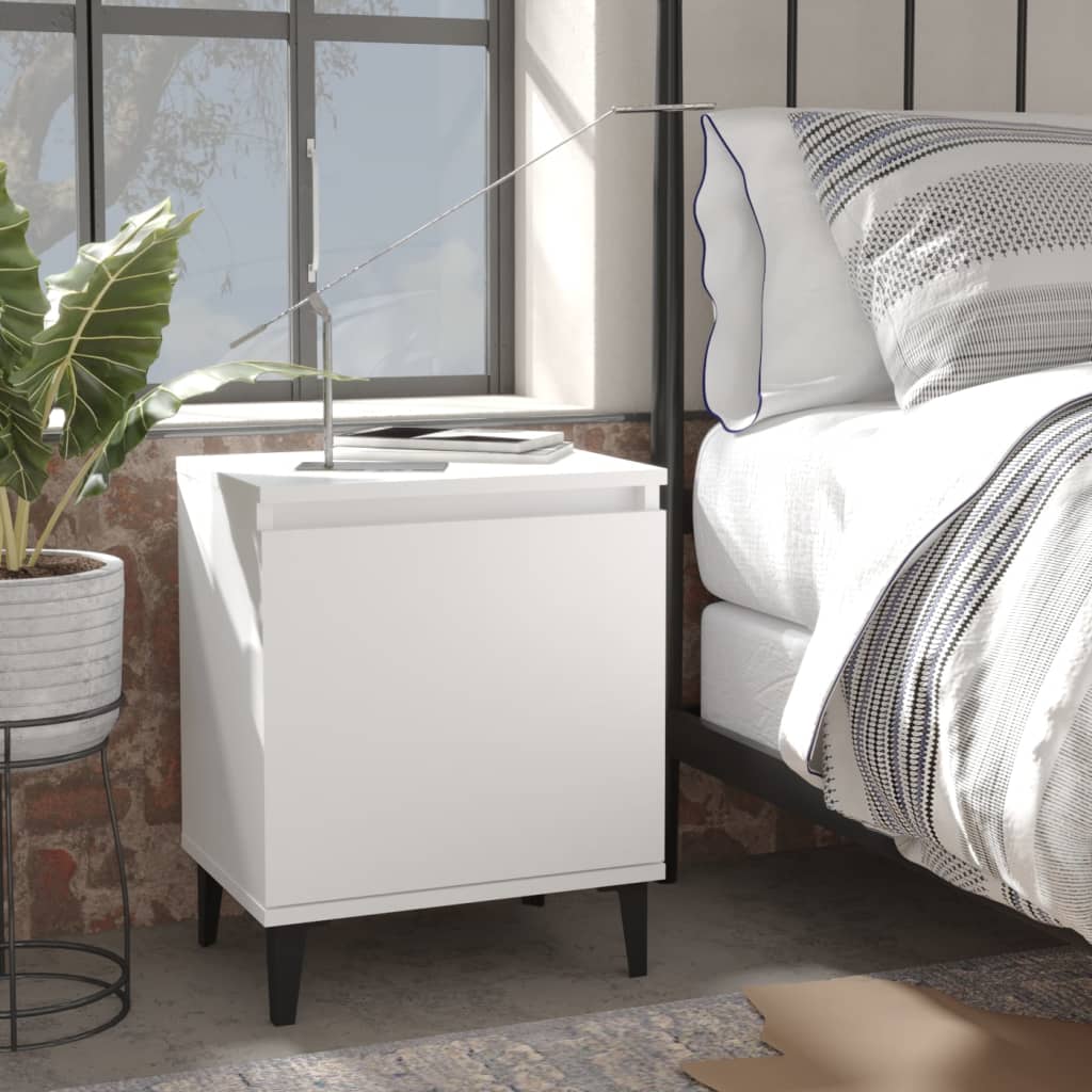 Berkfield Bed Cabinets with Metal Legs 2 pcs White 40x30x50 cm
