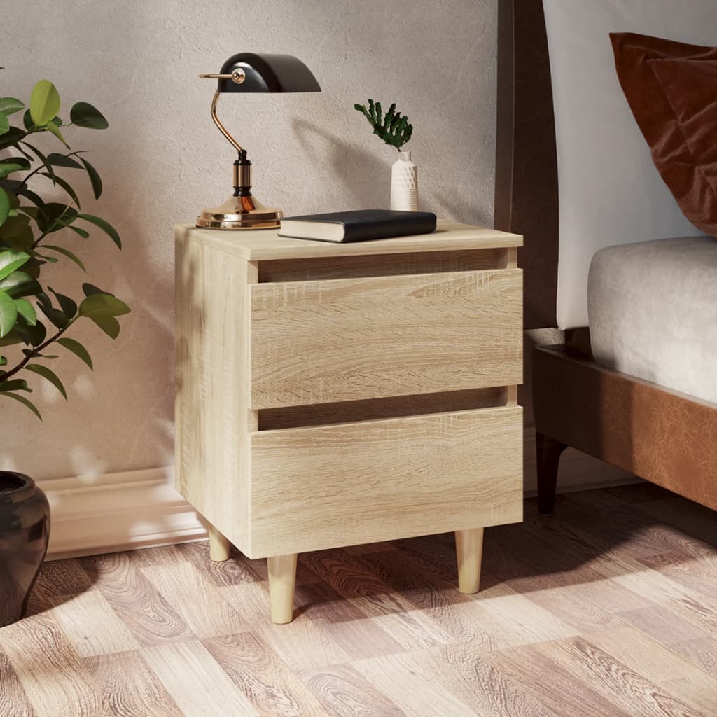 Berkfield Bed Cabinet with Solid Pinewood Legs Sonoma Oak 40x35x50 cm
