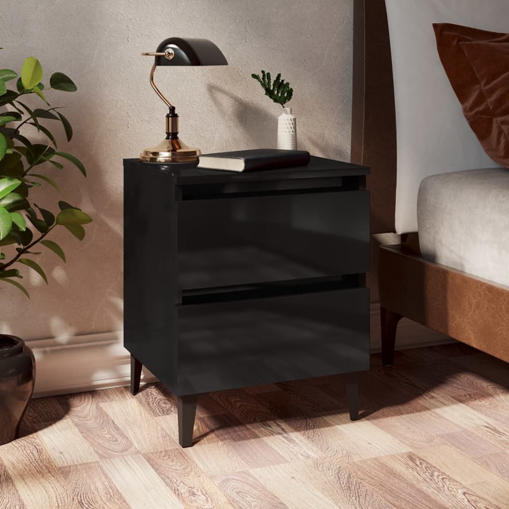 Berkfield Bed Cabinet High Gloss Black 40x35x50 cm Engineered Wood