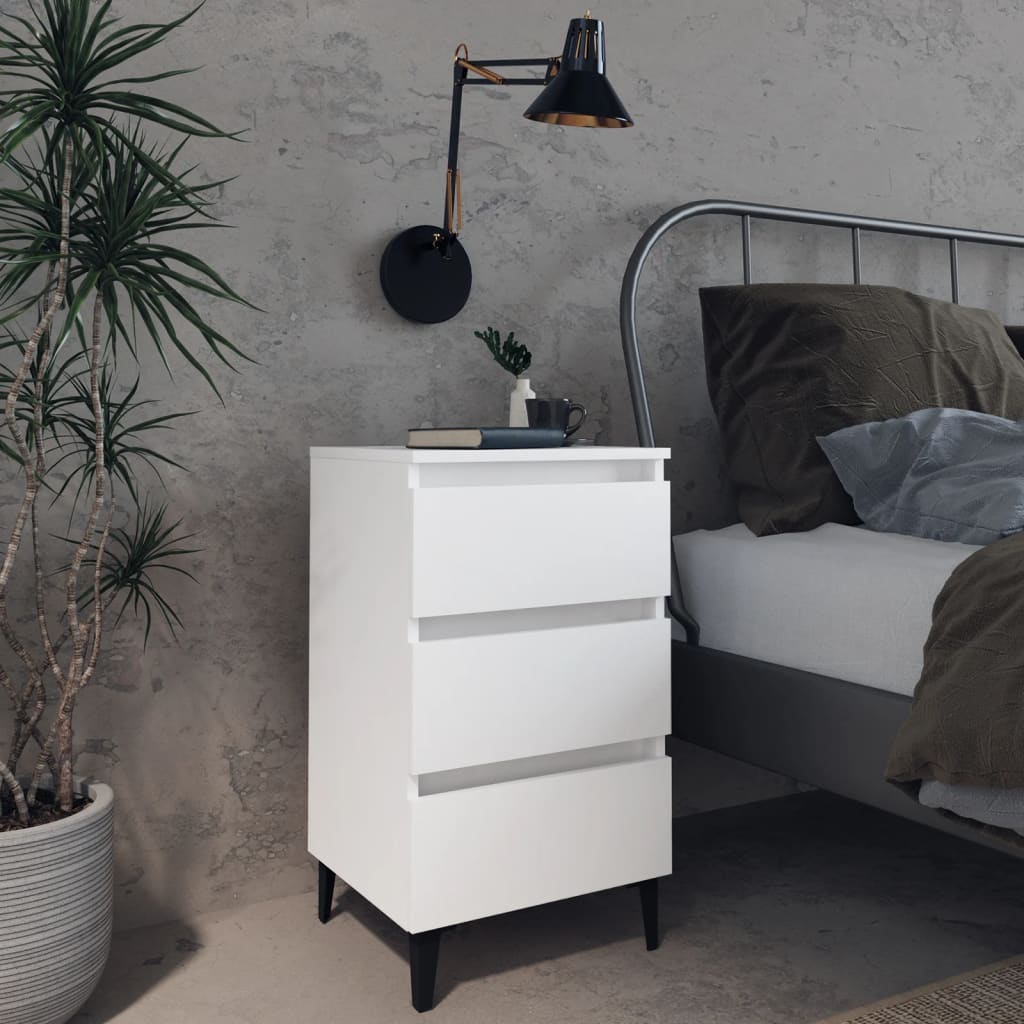 Berkfield Bed Cabinet with Metal Legs White 40x35x69 cm