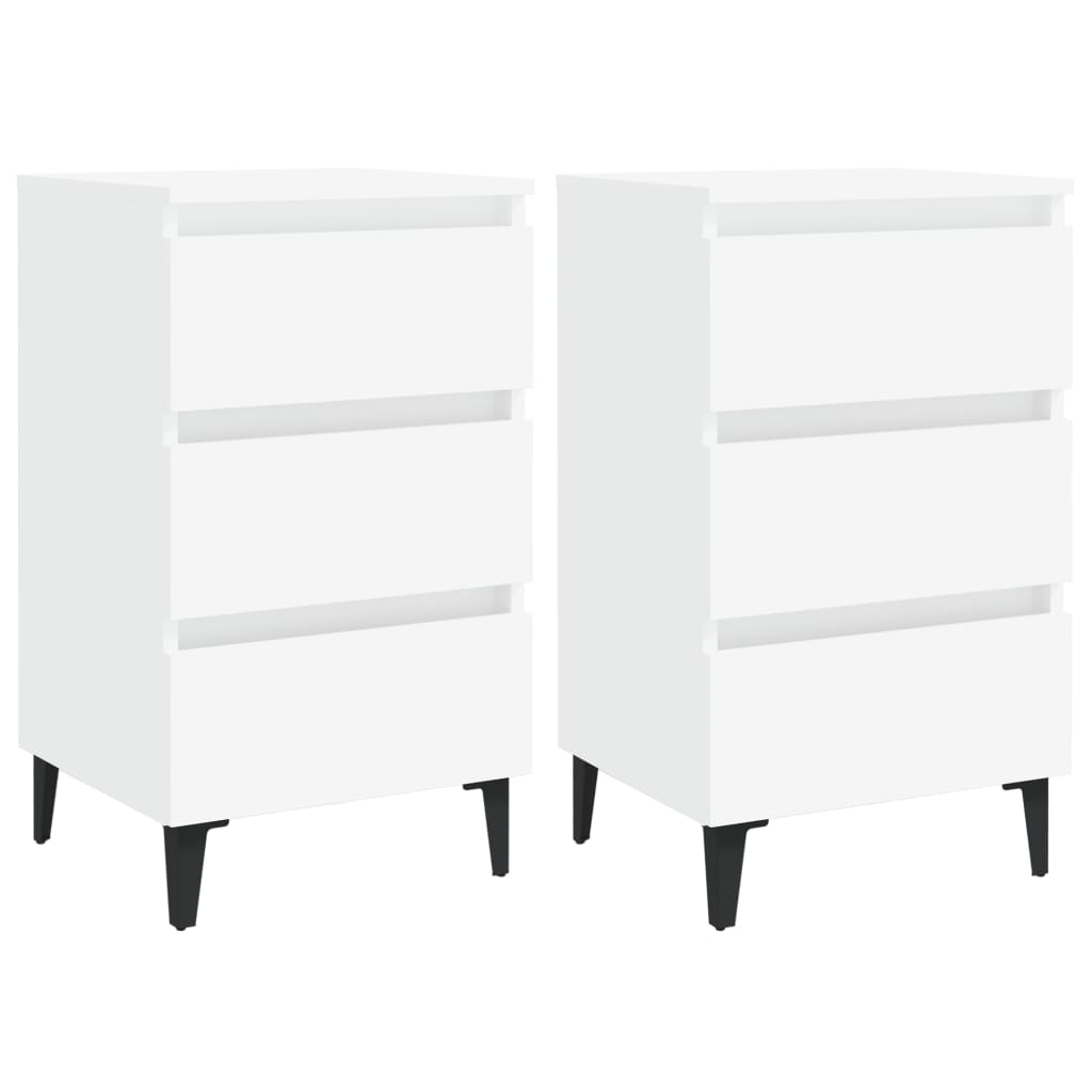 Berkfield Bed Cabinet with Metal Legs 2 pcs White 40x35x69 cm
