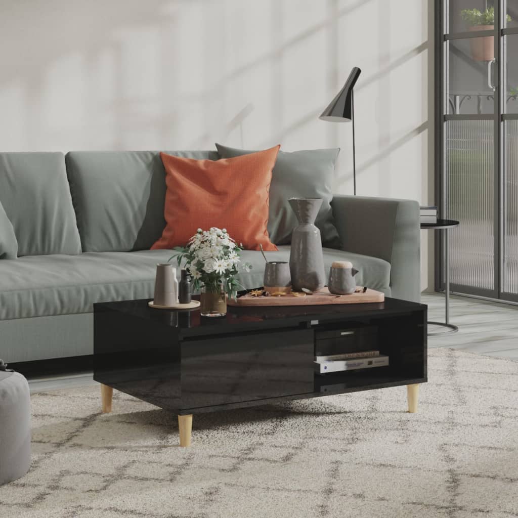Berkfield Coffee Table High Gloss Black 90x60x35 cm Engineered Wood
