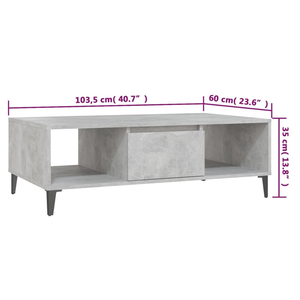 Berkfield Coffee Table Concrete Grey 103.5x60x35 cm Engineered Wood