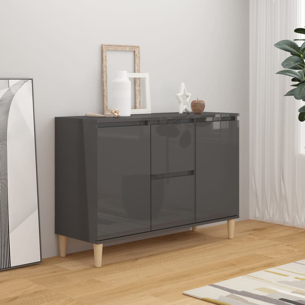 Berkfield Sideboard High Gloss Grey 103.5x35x70 cm Engineered Wood