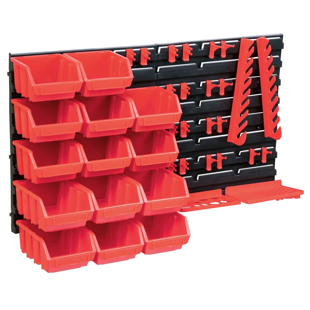 Berkfield 39 Piece Storage Bin Kit with Wall Panels Red and Black