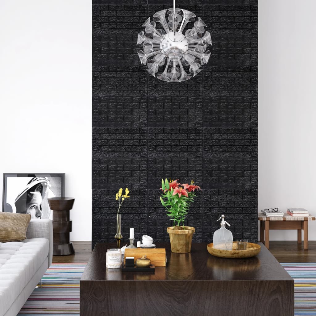 Berkfield 3D Wallpaper Bricks Self-adhesive 10 pcs Black