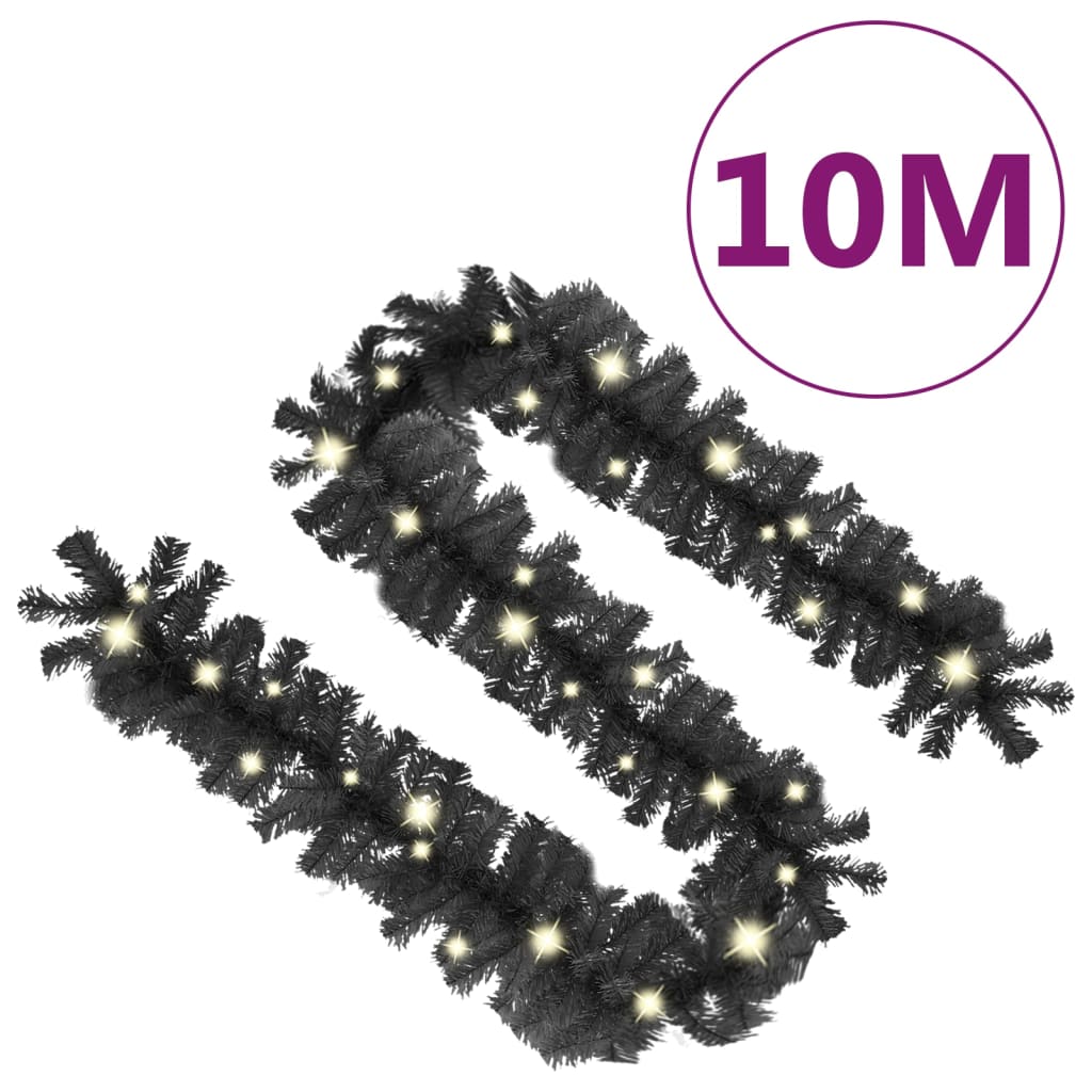 Berkfield Christmas Garland with LED Lights 10 m Black