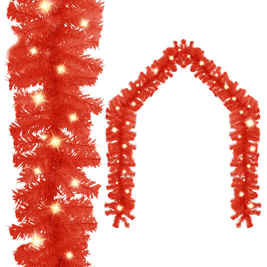 Berkfield Christmas Garland with LED Lights 5 m Red