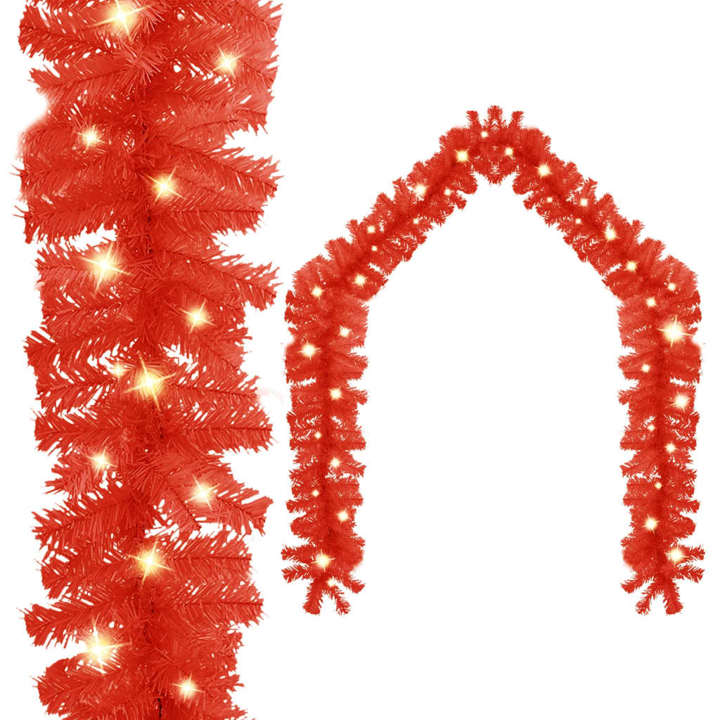Berkfield Christmas Garland with LED Lights 10 m Red