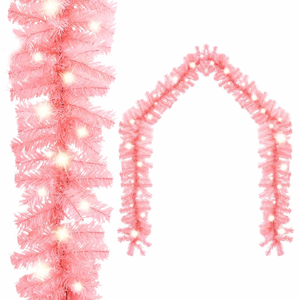 Berkfield Christmas Garland with LED Lights 20 m Pink