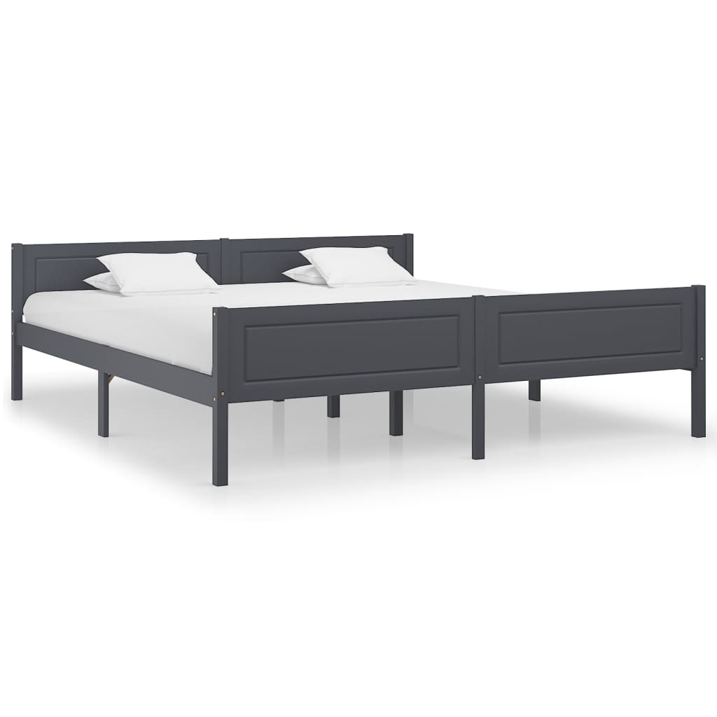 Berkfield Bed Frame Solid Pinewood Grey 180x200 cm 6FT Super King