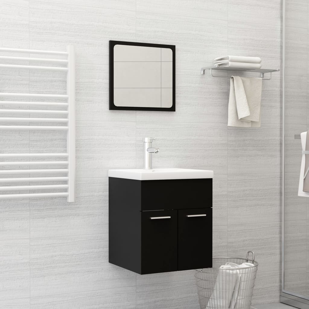 Berkfield Bathroom Furniture Set Black Engineered Wood