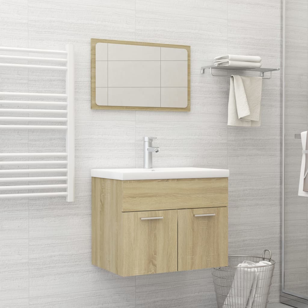 Berkfield Bathroom Furniture Set Sonoma Oak Engineered Wood