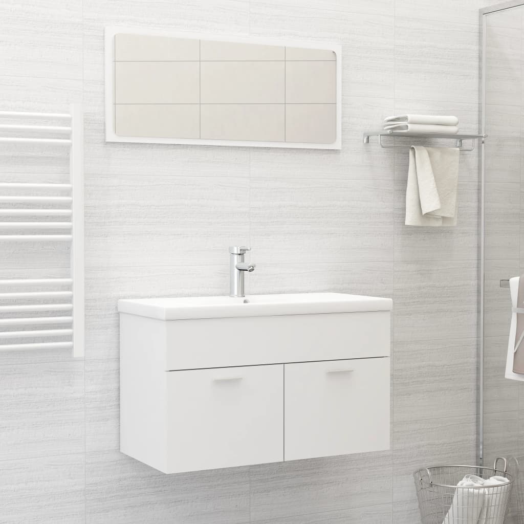 Berkfield Bathroom Furniture Set White Engineered Wood