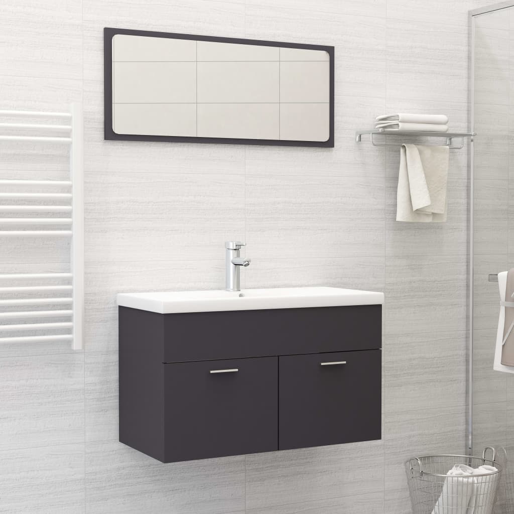 Berkfield Bathroom Furniture Set Grey Engineered Wood