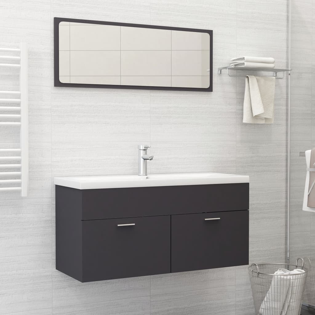 Berkfield Bathroom Furniture Set Grey Engineered Wood