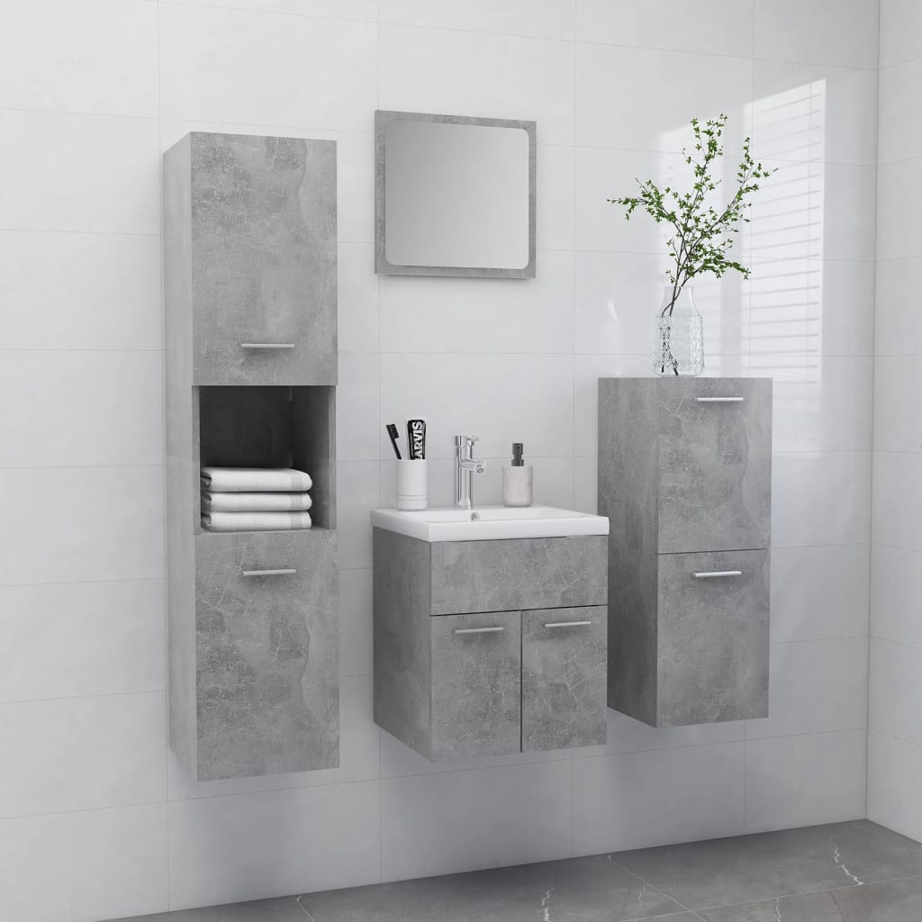 Berkfield Bathroom Furniture Set Concrete Grey Engineered Wood