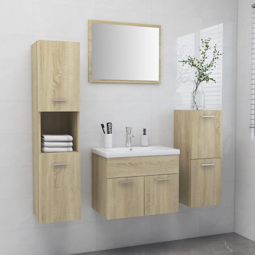 Berkfield Bathroom Furniture Set Sonoma Oak Engineered Wood