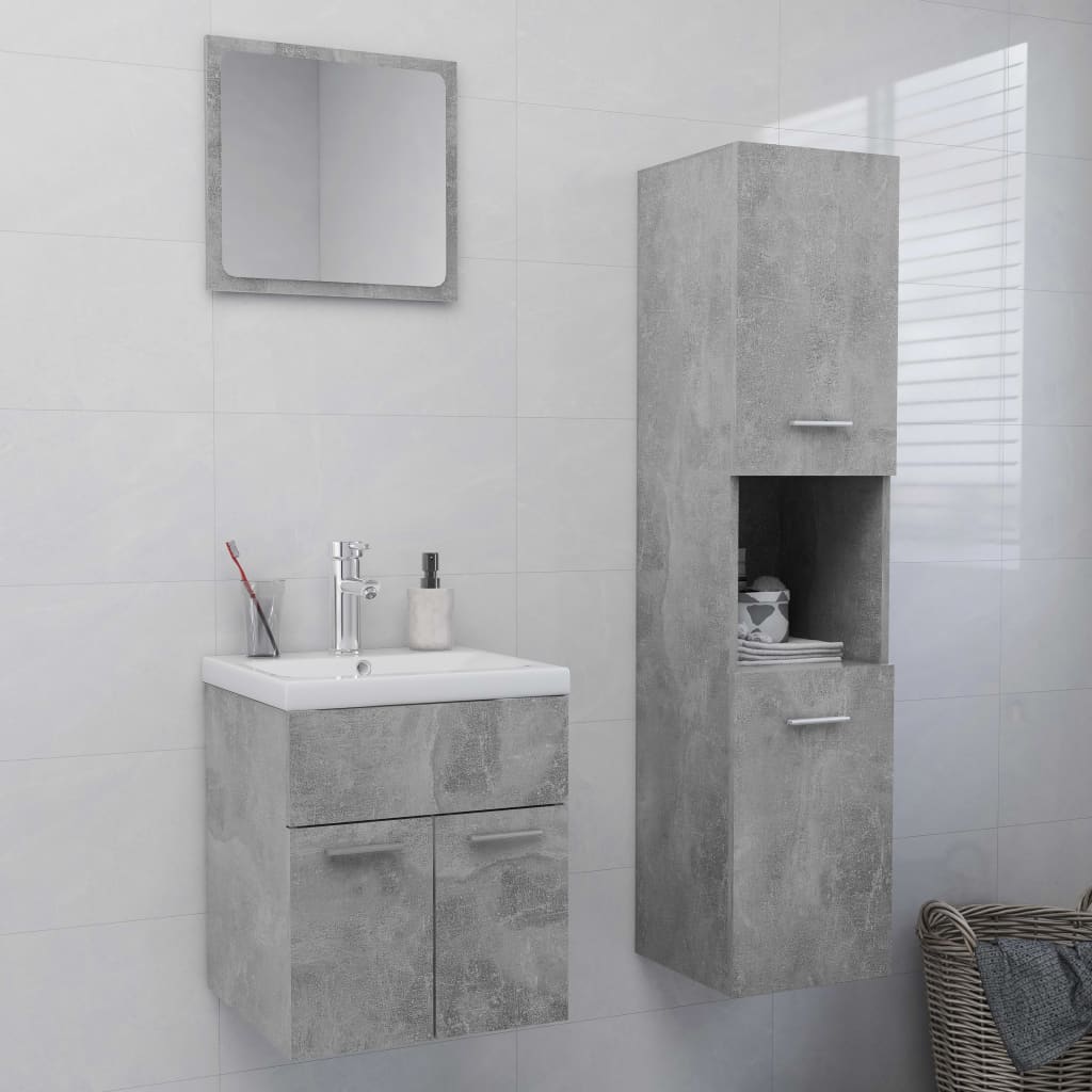 Berkfield Bathroom Furniture Set Concrete Grey Engineered Wood