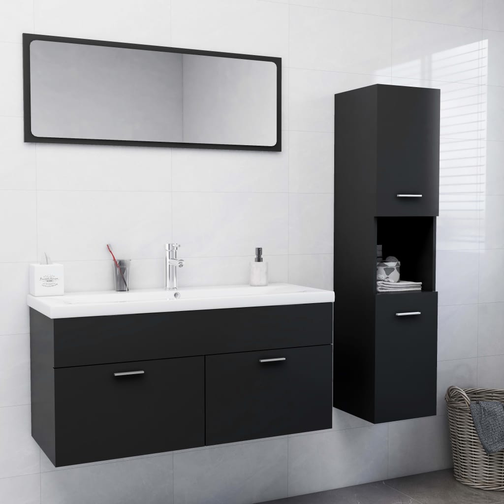 Berkfield Bathroom Furniture Set Grey Engineered Wood