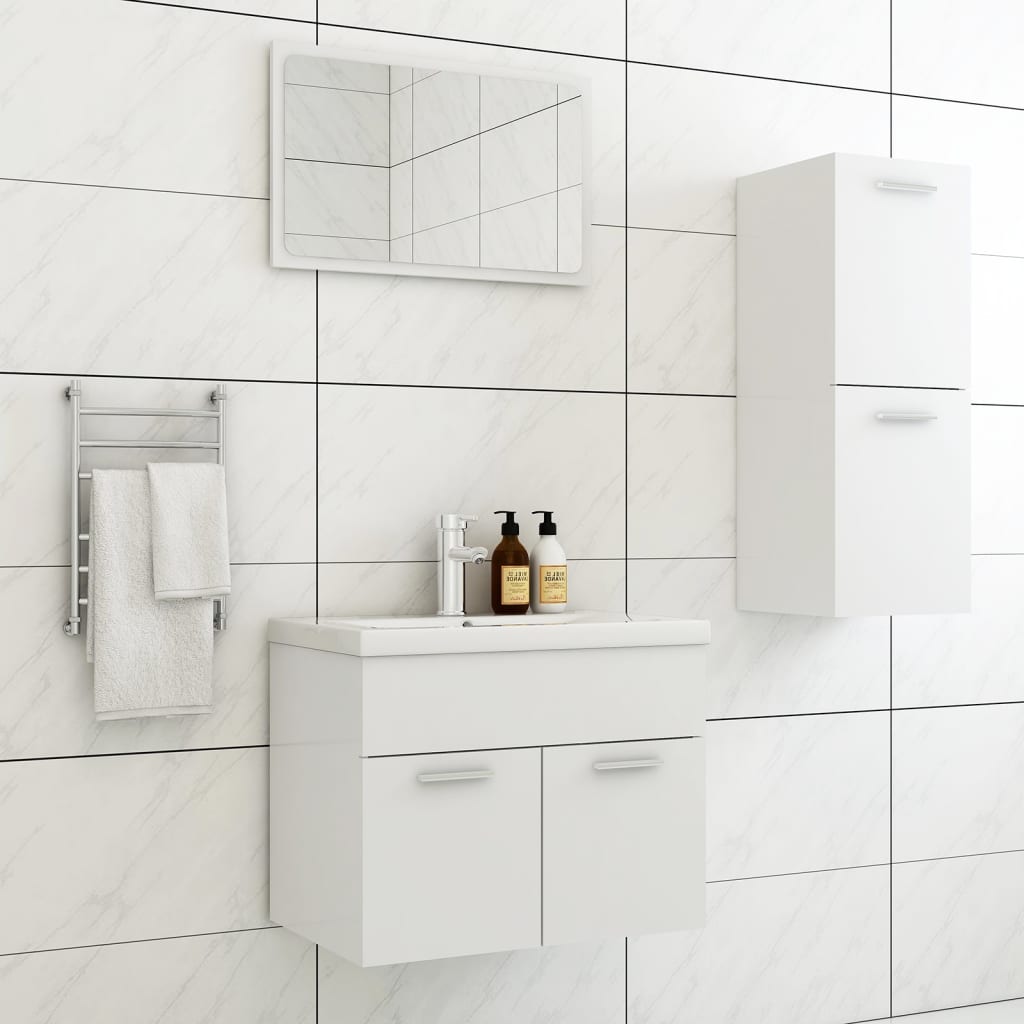 Berkfield Bathroom Furniture Set White Engineered Wood