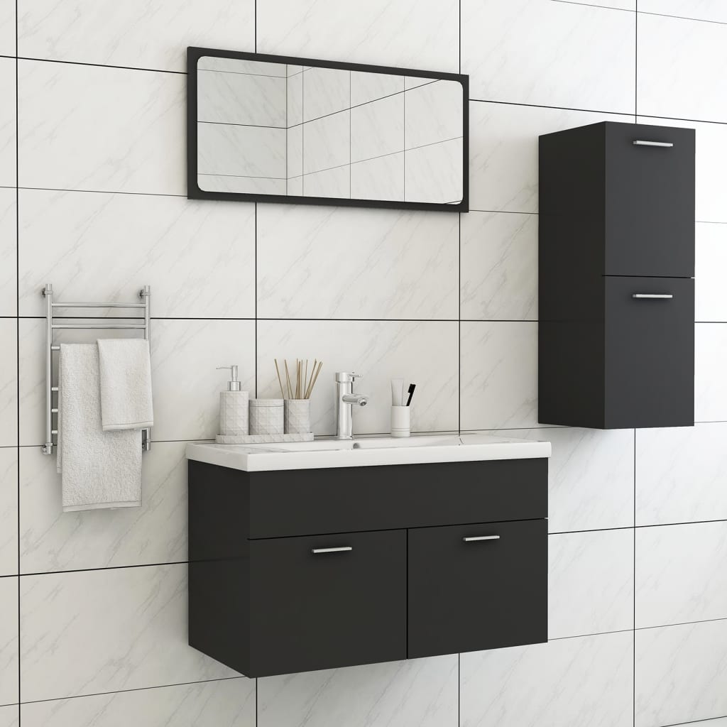 Berkfield Bathroom Furniture Set Grey Engineered Wood
