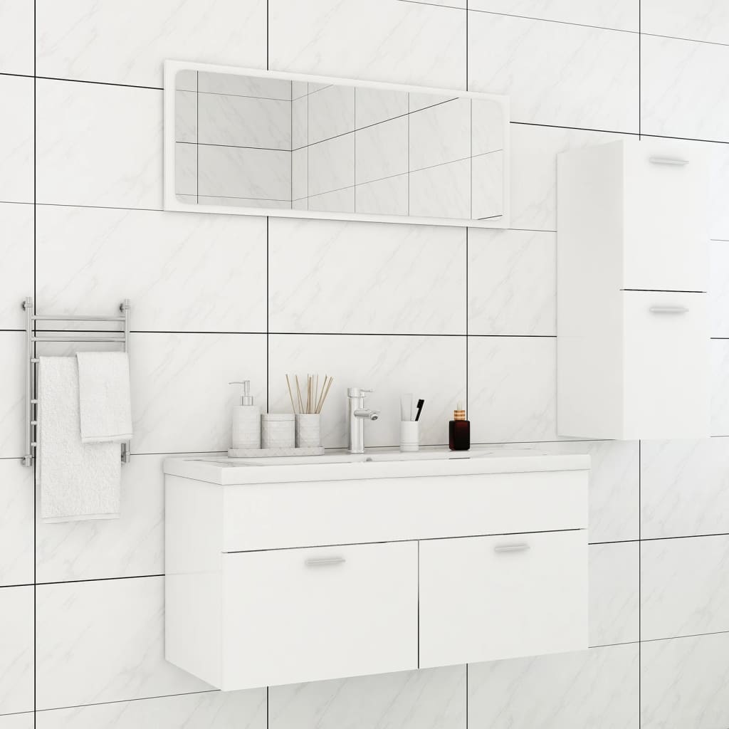 Berkfield Bathroom Furniture Set White Engineered Wood