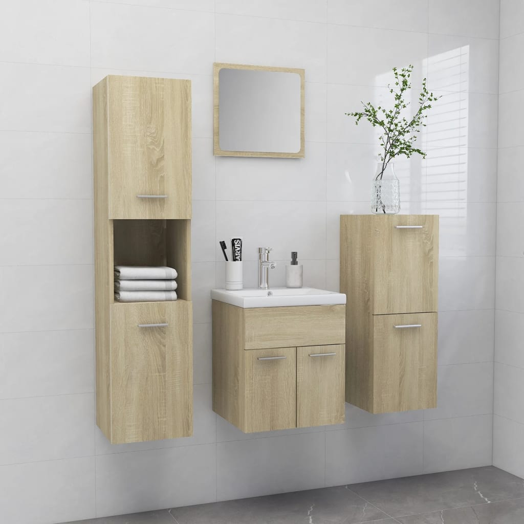 Berkfield Bathroom Furniture Set Sonoma Oak Engineered Wood