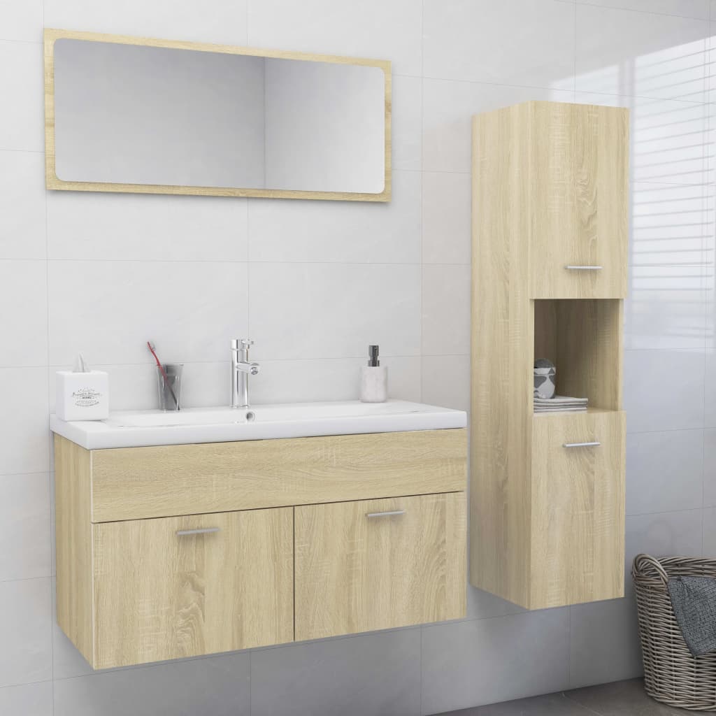 Berkfield Bathroom Furniture Set Sonoma Oak Engineered Wood