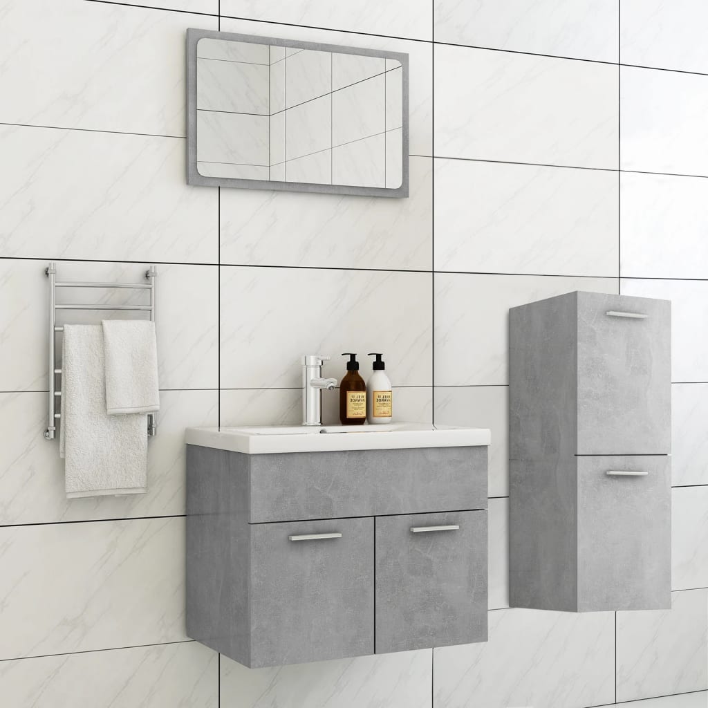 Berkfield Bathroom Furniture Set Concrete Grey Engineered Wood