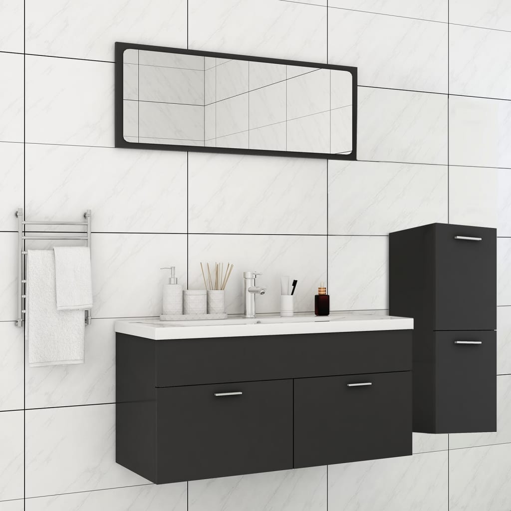 Berkfield Bathroom Furniture Set Grey Engineered Wood