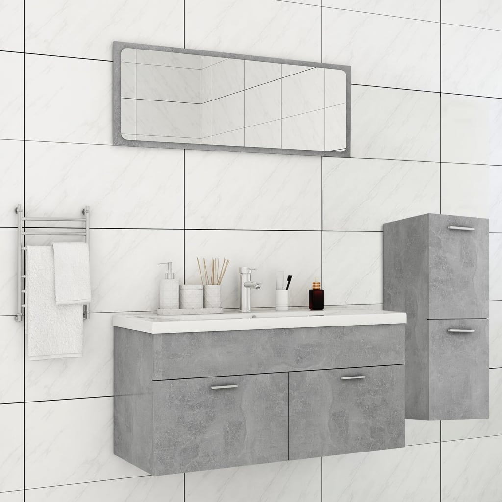 Berkfield Bathroom Furniture Set Concrete Grey Engineered Wood