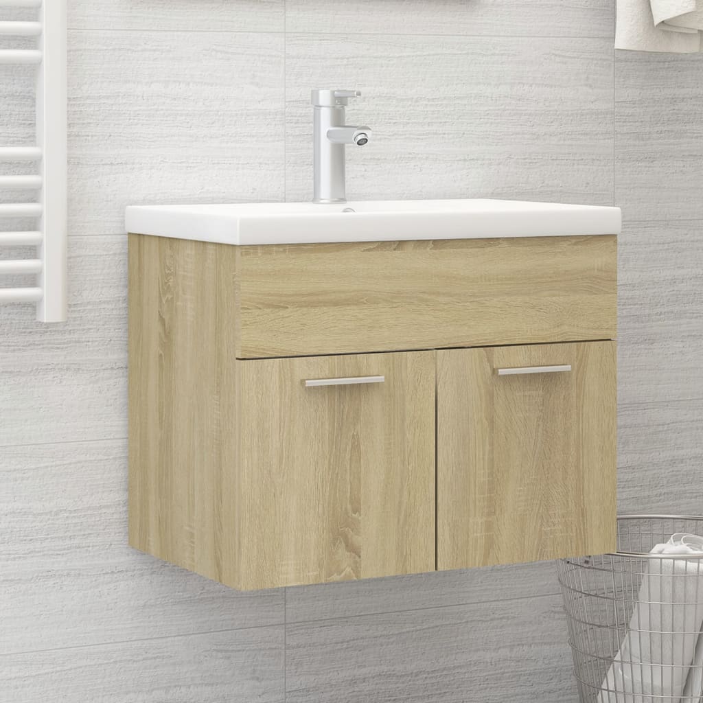 Berkfield Sink Cabinet with Built-in Basin Sonoma Oak Engineered Wood