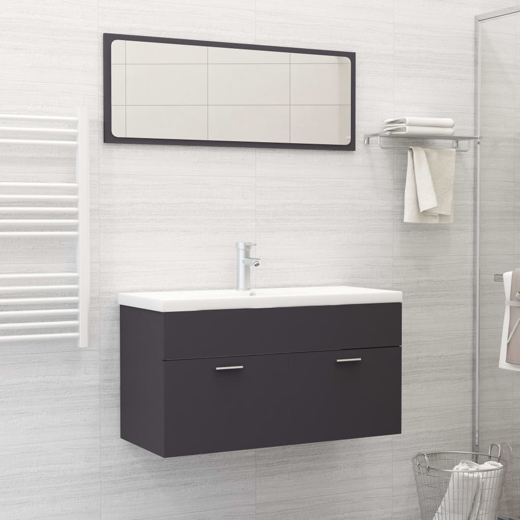 Berkfield Bathroom Furniture Set Grey Engineered Wood