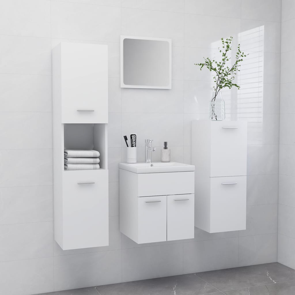 Berkfield Bathroom Furniture Set White Engineered Wood