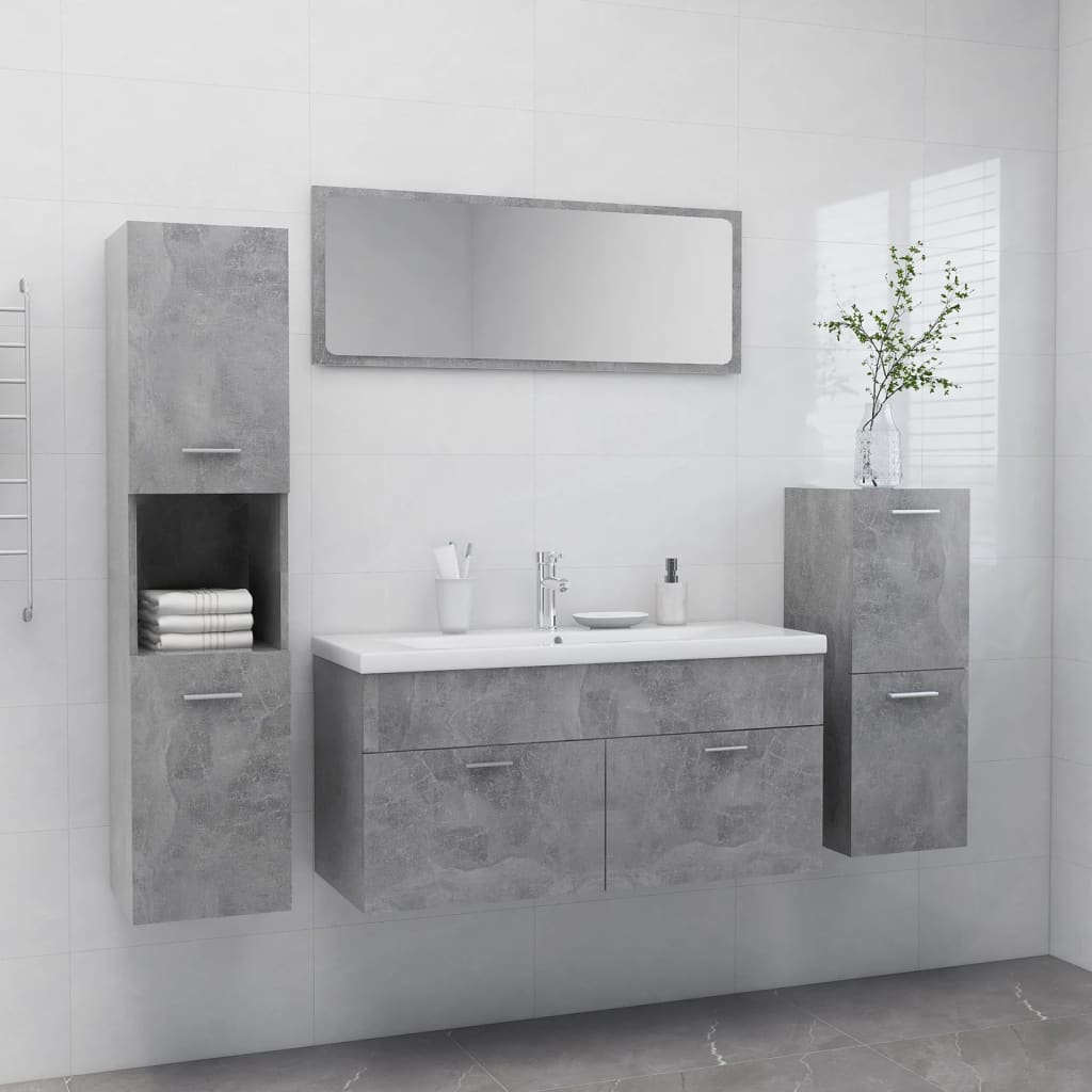 Berkfield Bathroom Furniture Set Concrete Grey Engineered Wood
